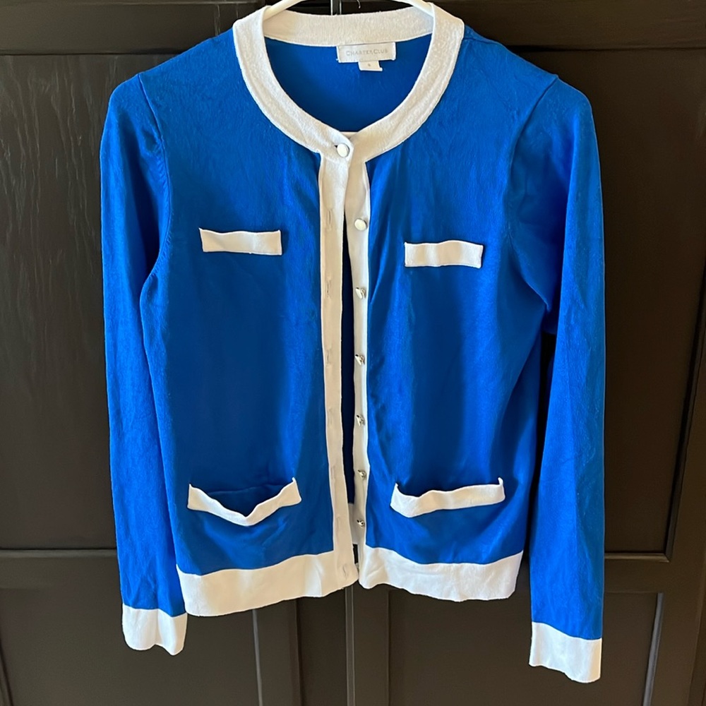 Women blue cardigan